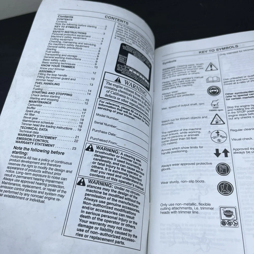 Husqvarna 125C & 125L Operator's Manual String‎ Trimmer Owners Guide OEM